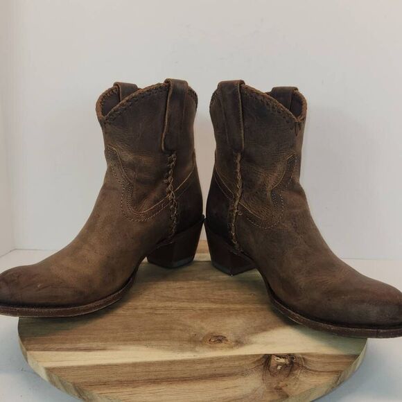 Lane Womens Plain Jane Braided Bootie Size 8 Brown Distressed - Picture 8 of 12